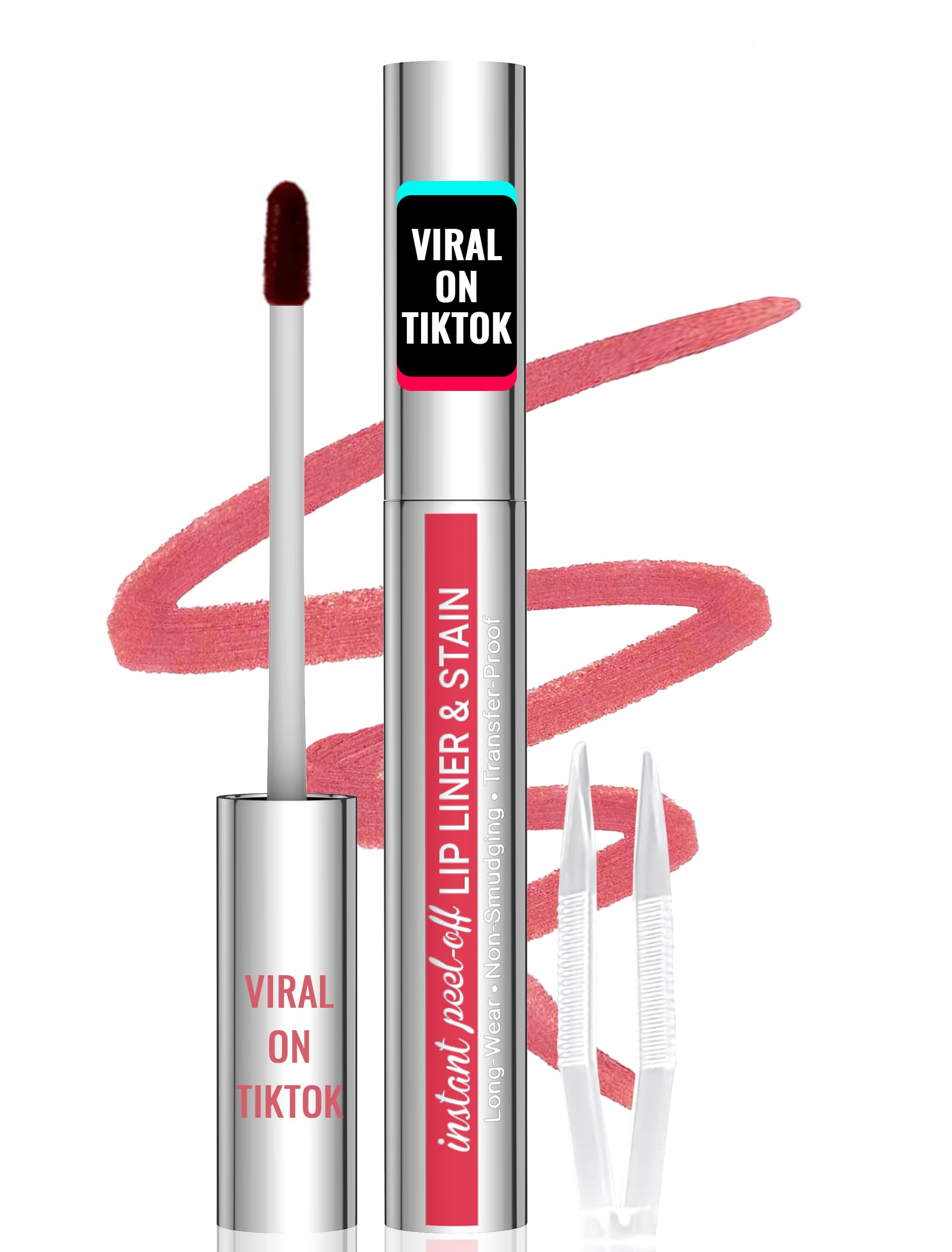 iMethod Lip Stain with Tweezer - Peel Off, Natural Long-Lasting, Waterproof, Easy to Use, Stay On All Day, Nude Pink