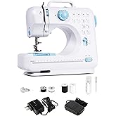 Portable Sewing Machine for Beginners,Maquina de Coser,Blue | 12 Stitches,2 Speeds, Foot Pedal, Dual Power, Mini Electric