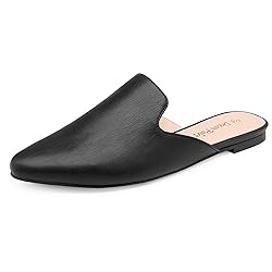 DREAM PAIRS Women's Flat Mules Pointed Toe Backless