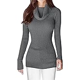 v28 Women’s Stretchable Cowl Neck Knit Long Sleeve Slim Fit Bodycon Sexy Sweater