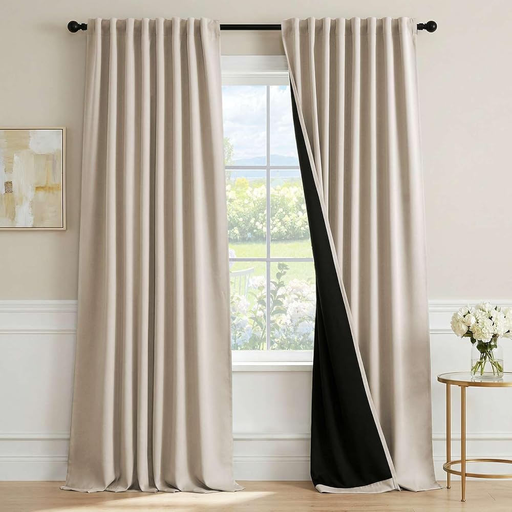 H.VERSAILTEX Blackout Curtains 84 Inch Length 2 Panels Set for Living Room Bedroom, Back Tab Pinch Pleated Thermal Insulated