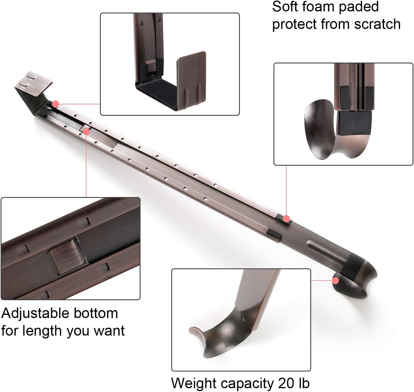 Myfolrena Adjustable Wreath Hanger from 15"-24", Metal Wreath Hook for Front Door, 20lb(Bronze-1 Pack): Home & Kitchen