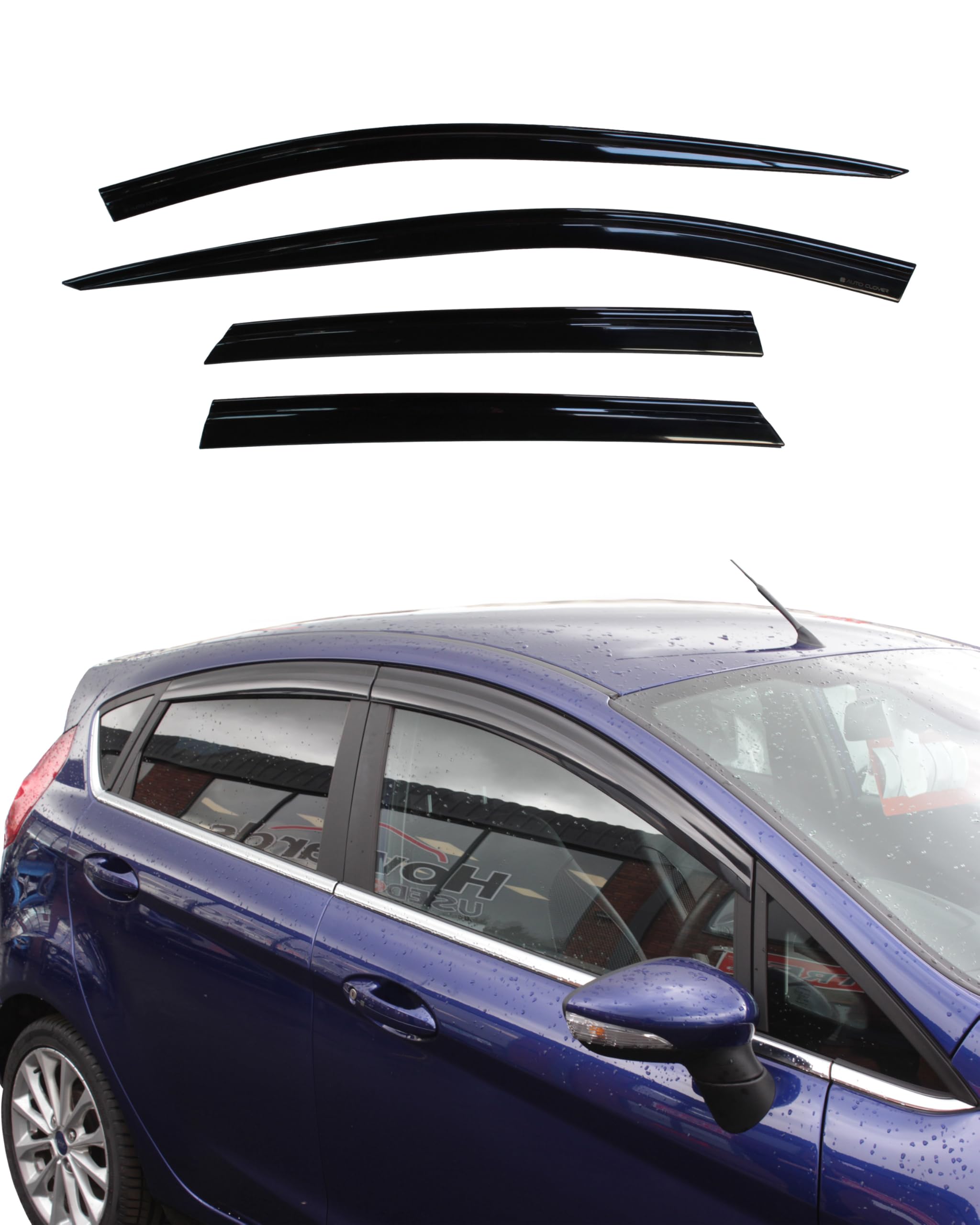 AUTO CLOVER Wind Deflectors Set for Ford Fiesta MK7 2009-2017 5 Door Hatchback (4 pieces)