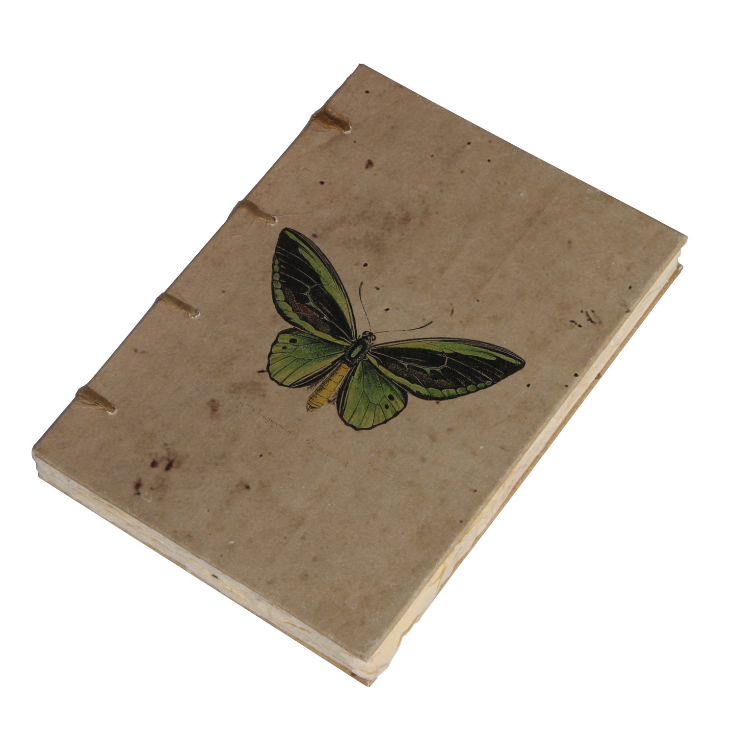 De Kulture Handmade Journal Vintage Butterfly ArtworkTravelogue Diary Eco Friendly Acid Free Paper, Swiss Binding, A5 Size, Best Gift For Men Women,140 Pages,125 GSM, Deckle Edge Pages