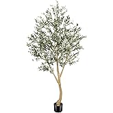 Realead 8ft Faux Olive Tree, Large Realistic Olive Trees Artificial Indoor, Tall Fake Olive Tree with Natural Wood Trunk and Lifelike Fruits for Home Office Decor