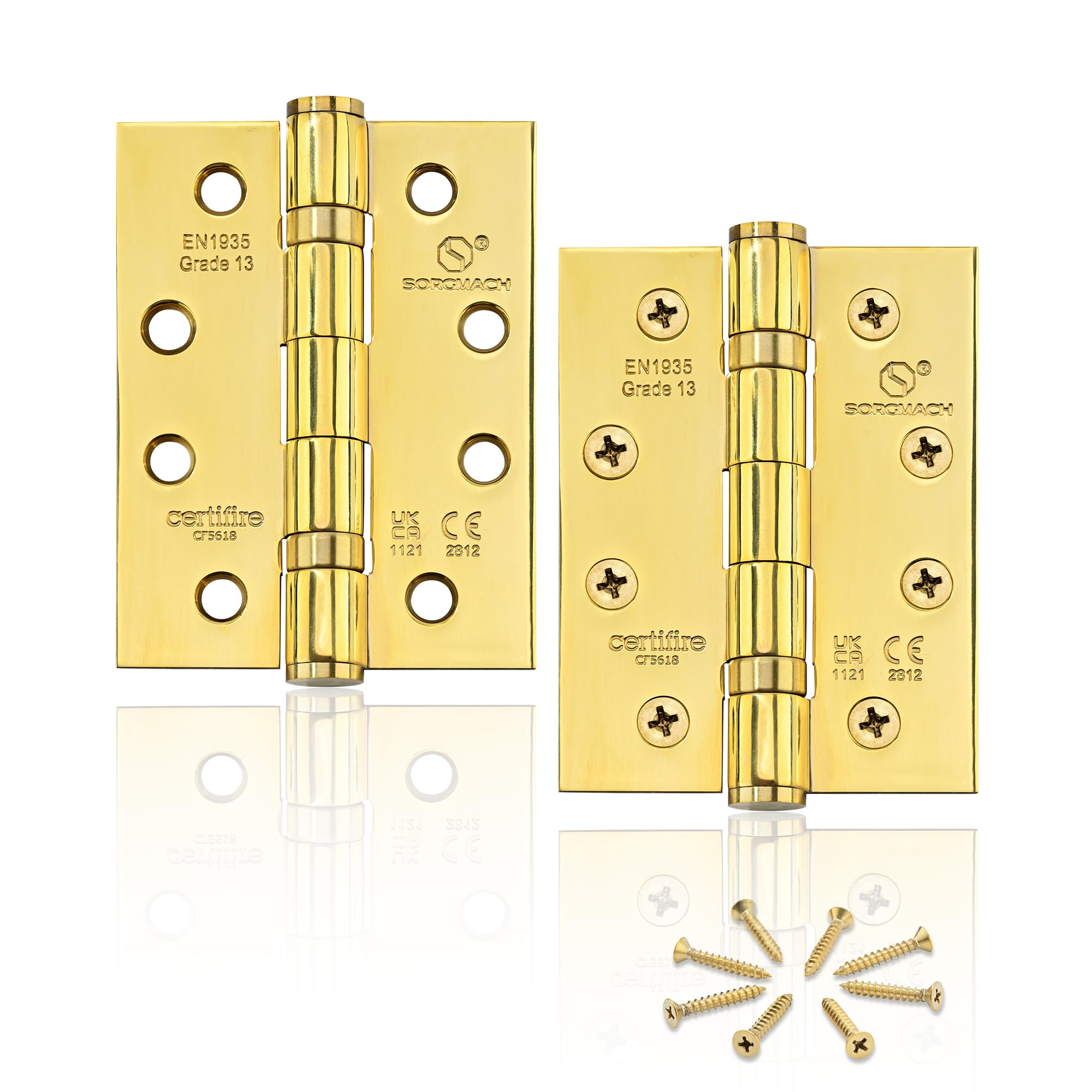 2 Pcs Door Hinges 4 Inch (100 mm) 304 Stainless Steel Ball Bearing External Heavy Duty Outdoor Gold Hinges for Wood — image 1