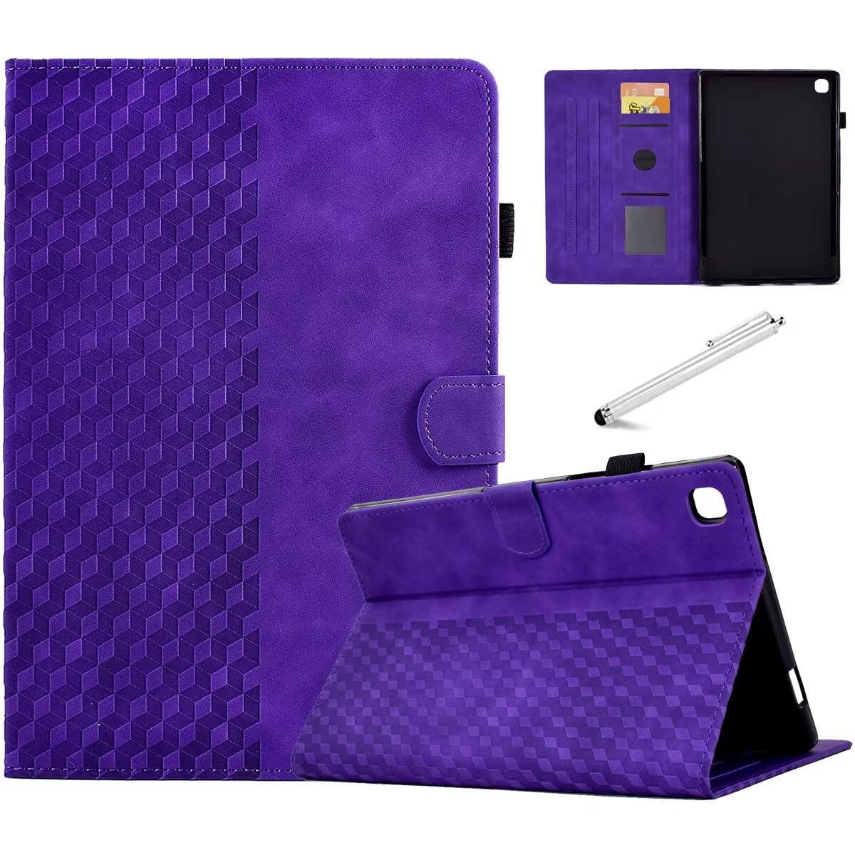 Fancity for iPad 9th Generation 10.2 inch Case 2021, iPad 8th 7th Generation 2020/2019 Folio Case, Slim Suede Leather Case with Smart Wake Sleep Stand Function Pencil Holder and Card Slot, Purple