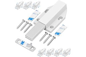 Magnetic Push Latch Without Nail Installation Tonitrui Heavy Duty Magnetic Touch Latches for Large Door Push Release Latch Kitchen Drawer Push Catch Press Out Latch(White 2 Pack)