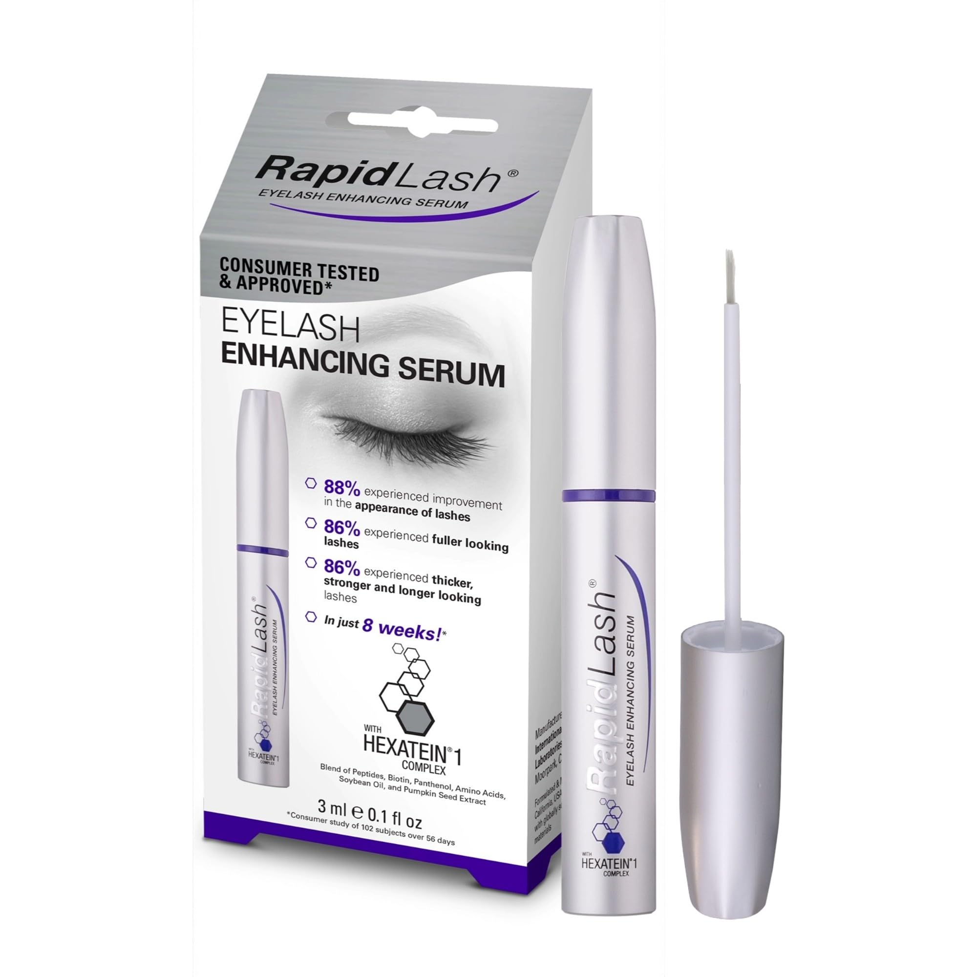 RapidLash Eyelash Enhancing Growth Serum for Longer, Thicker Lashes, 3 ml (Pack of 1)