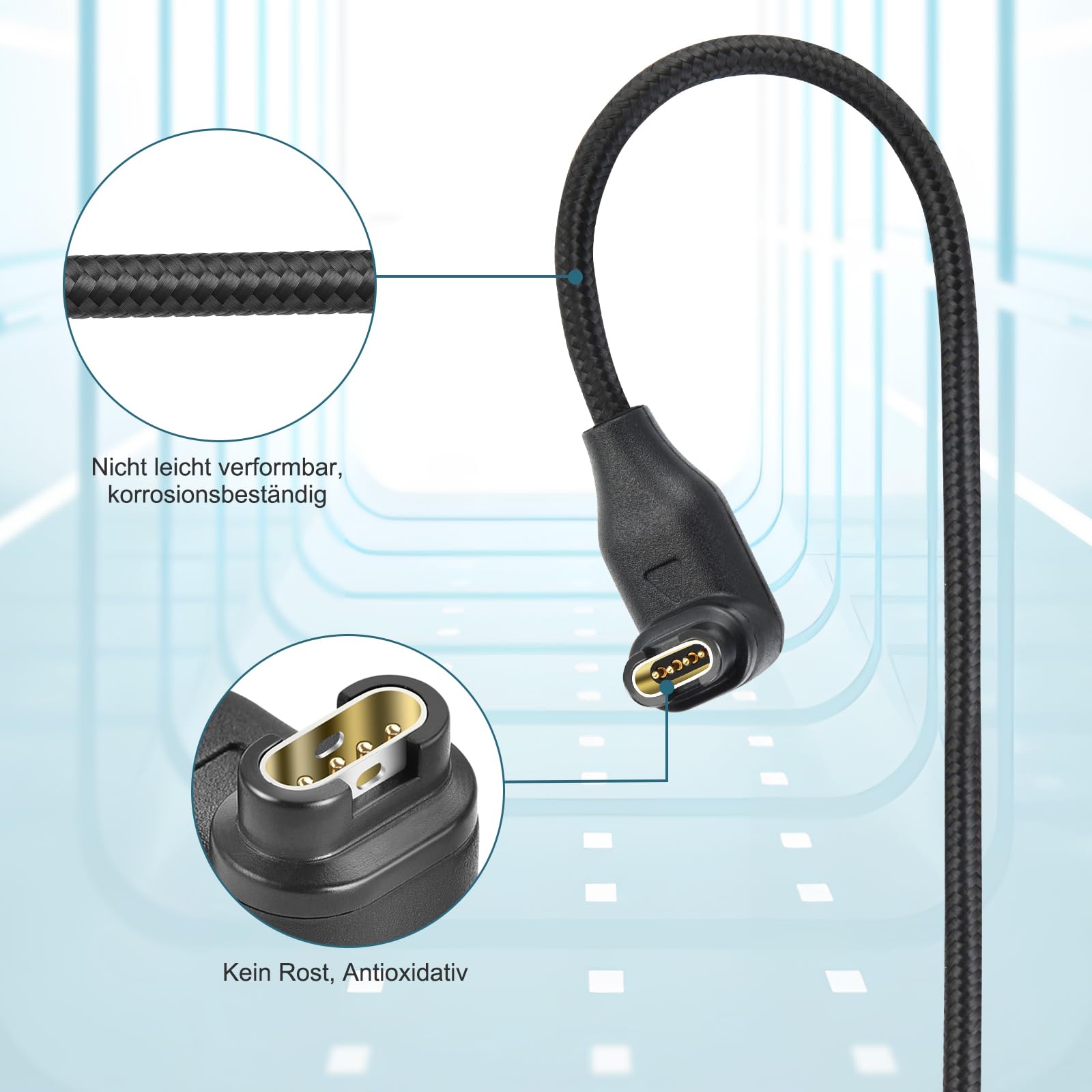 aceyoon 1M Ladekabel für Garmin Fenix 7 6 5 4 3, 2 Stück Winkel Ladekabel Ladegerät für Garmin ForeAthlete 245 745 935 945, Approach S10 S12 S60 S62 5