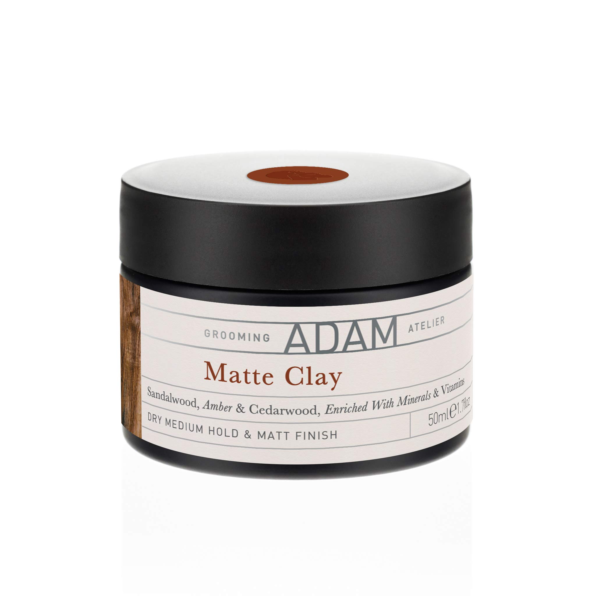 ADAM Grooming Atelier Hair Clay | Matte Hair Clay for Men | Medium Long-Lasting Hold Hair Styling Product | Glass Jar Package 50ml