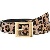 WHIPPY Women Fashion Leather Belt for Jeans Pants Dress Ladies Black Belts with Square Gold Buckle