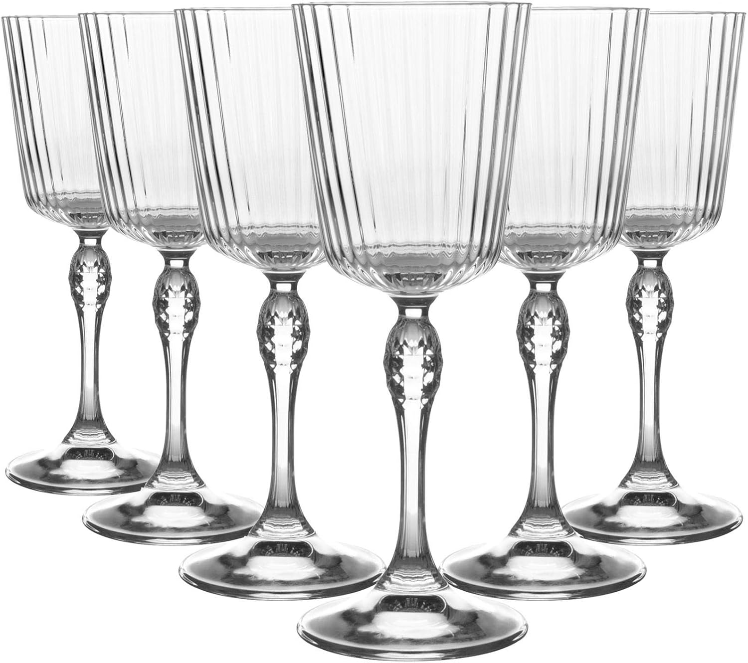 Bormioli Rocco 6 Piece America '20s Cocktail Glasses Set Vintage Art