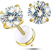 VOJO G23 Titanium Moissanite Stud Earrings, Hypoallergenic Earrings for Women & Men