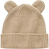 Hadetoto Cotton Baby Beanie Winter Knitted Hat with Bear Ear for Infant Toddler Boys Girls Soft Warm Skull Cap