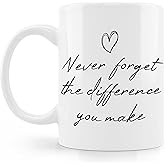 BESERH Never Forget the Difference You Make Coffee Mug Cup, Farewell Going Away Goodbye Retirement Appreciation Gifts for Coworkers Boss, Inspirational Ceramic Coffee Mug 11 oz