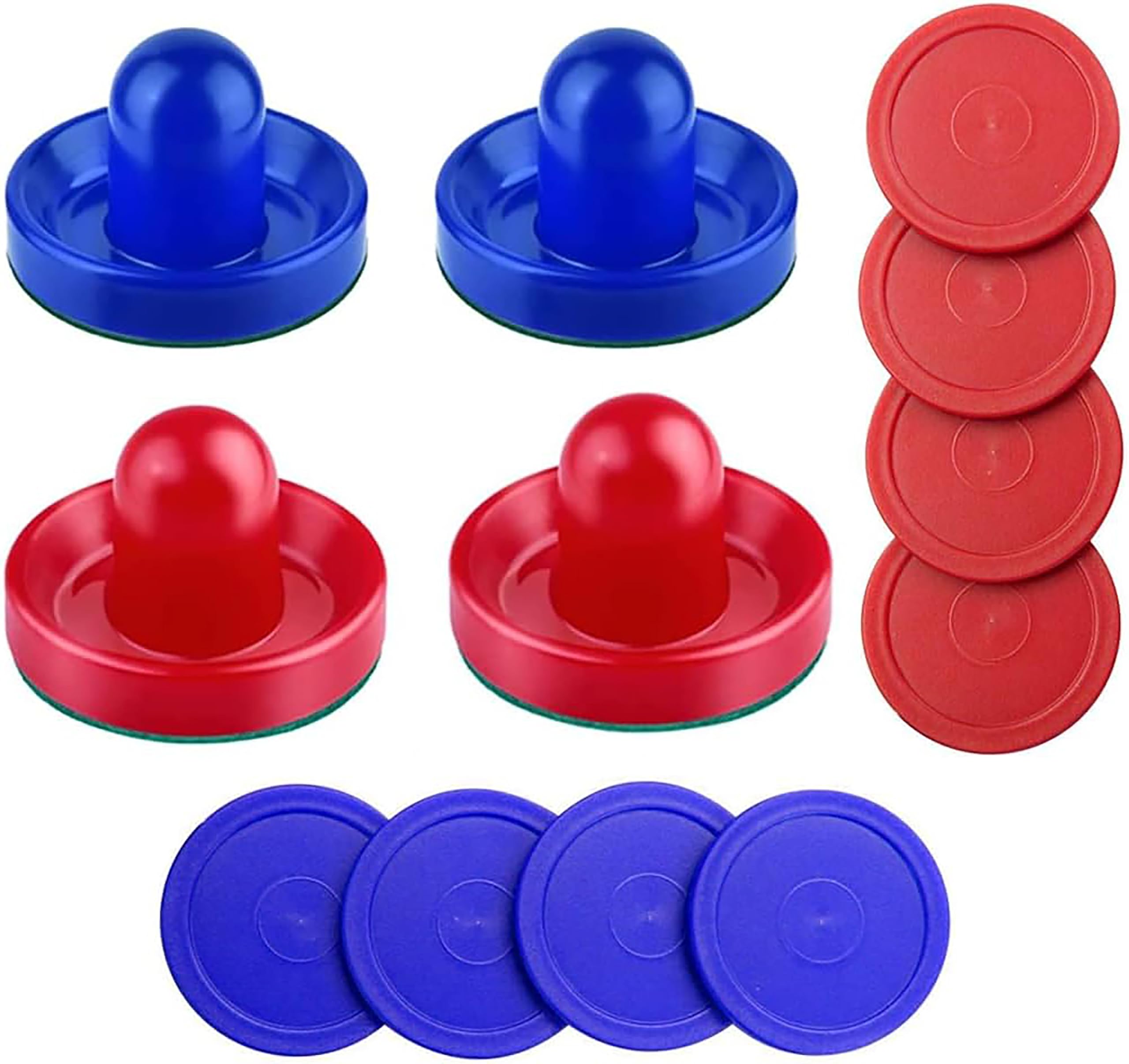 SereneLife Air Hockey Pucks, Air Hockey Table Accessories Set, 8 Pucks and 4 Pushers, Smooth Glide with Comfortable Grip, Blue, Red