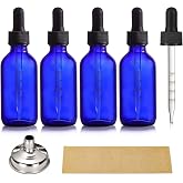 4 Pack 2 oz Glass Dropper Bottles with Measured Dropper - 60ml Dark Blue Tincture Bottles with Calibrated Glass Eye Droppers (1ml) - Leakproof Essential Oils Bottles for Health, Personal Care &amp; Beauty