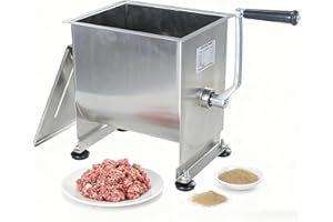 CLIVIA Meat Mixer, 15 Pound Meat Mixer for Sausage, 15lbs 7.5L Capacity Tank No Gear Box Sausage Mixer, Stainless Steel Food Processing Equipment, Hand Mixer with Lid for Meat, Sausage, Vegetable