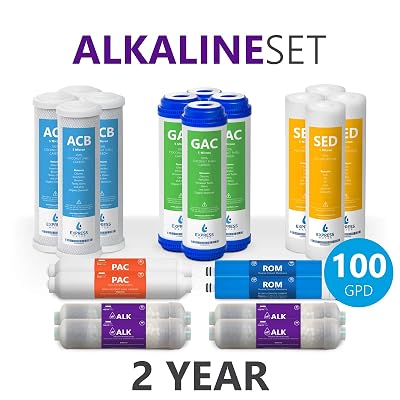 Express Water &ndash; 2 Year Alkaline Reverse Osmosis System Replacement Filter Set &ndash; 20 Filters with 100 GPD RO Membrane &ndash; 10 inch Size Water Filters