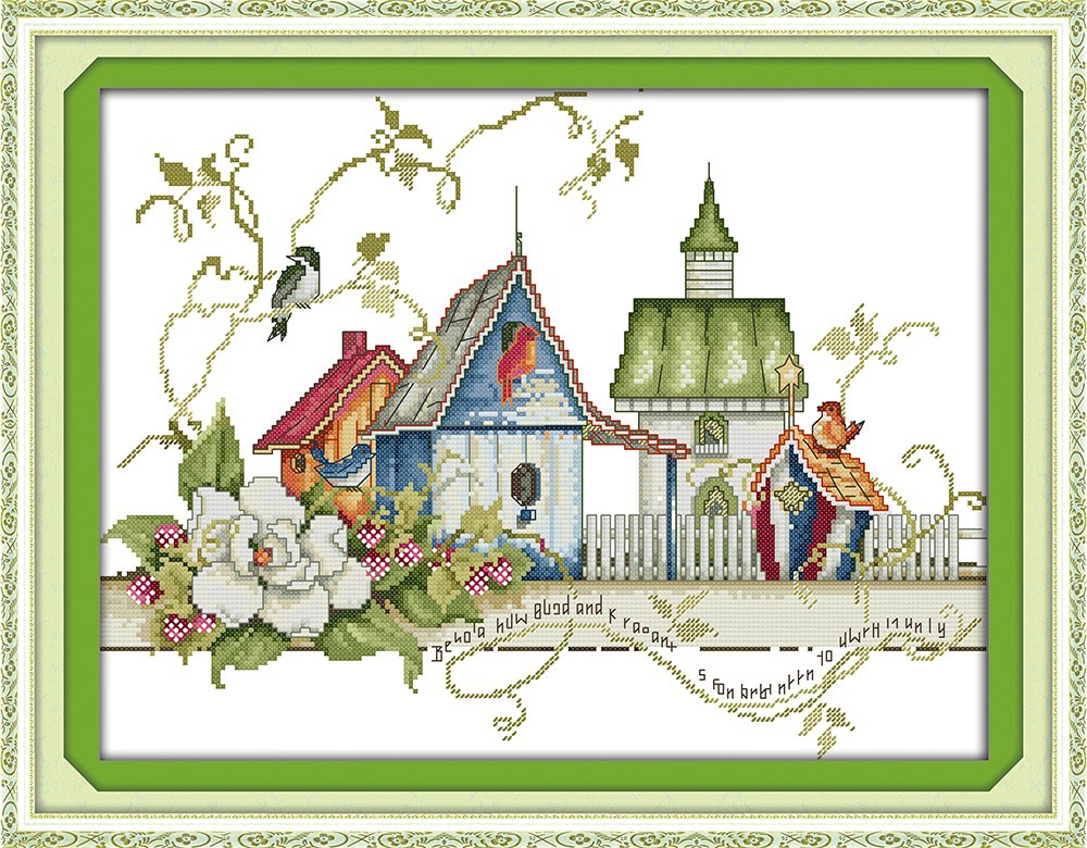 Stamped Cross Stitch KitsThe Birds' Home 14Count 42cmx30cm DIY Needle Work for Home Decor