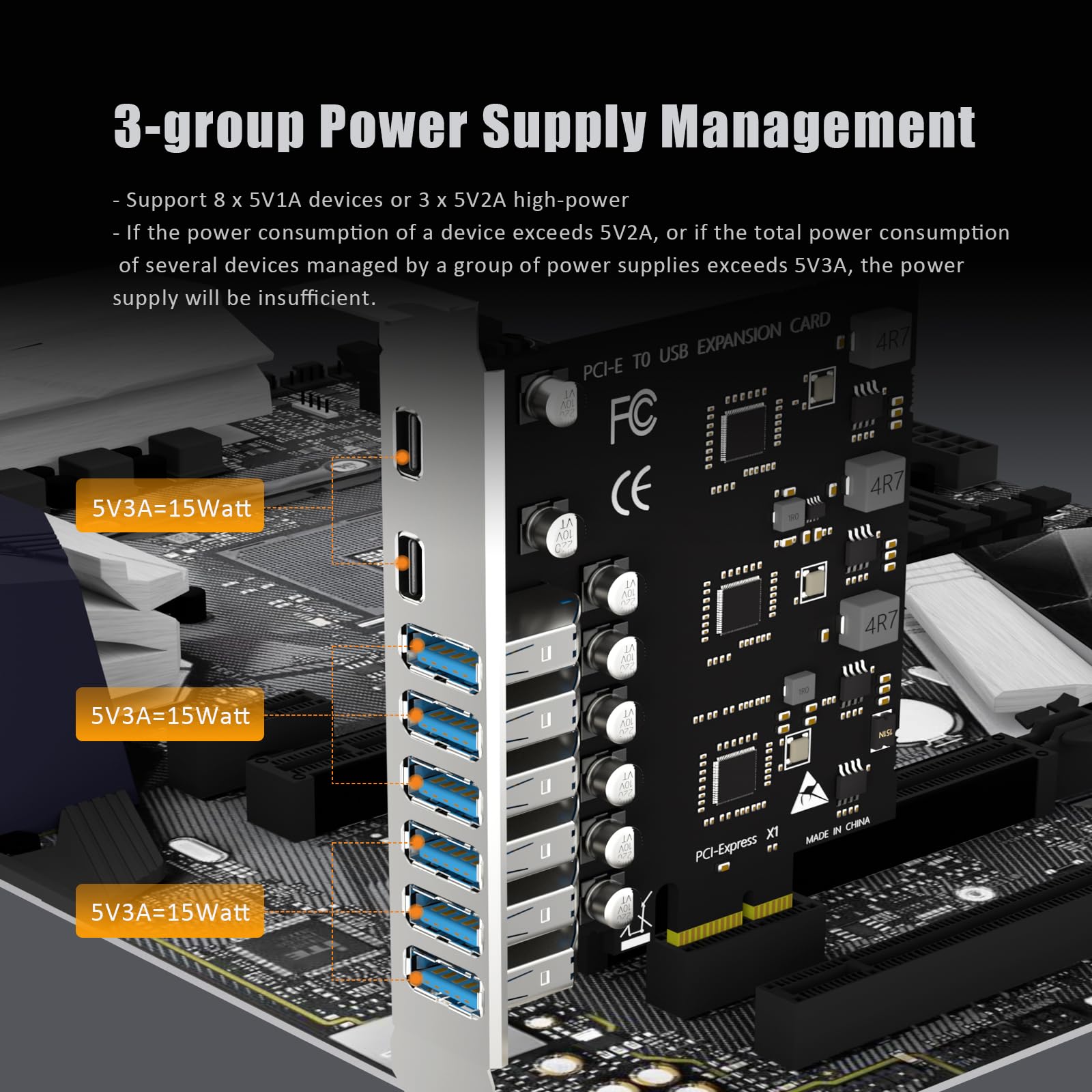 Glotrends U6A2C 8-Port (2 Type-C+ 6 X Type-A) Usb 3.0 5Gbps Pcie Expansion Card For Intel, Amd, And Arm Platform, Compatible With Windows And Linux (Not Support Mac Os) - View 6