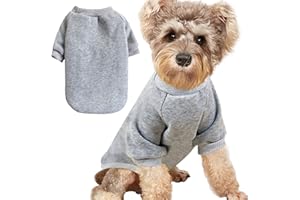 JOUHOI Puppy Sweater for Small Dogs Clothes Warm Winter Cat Clothe Pet Sweatshirt Knitwear Doggie Kitten Clothing, Grey, Small
