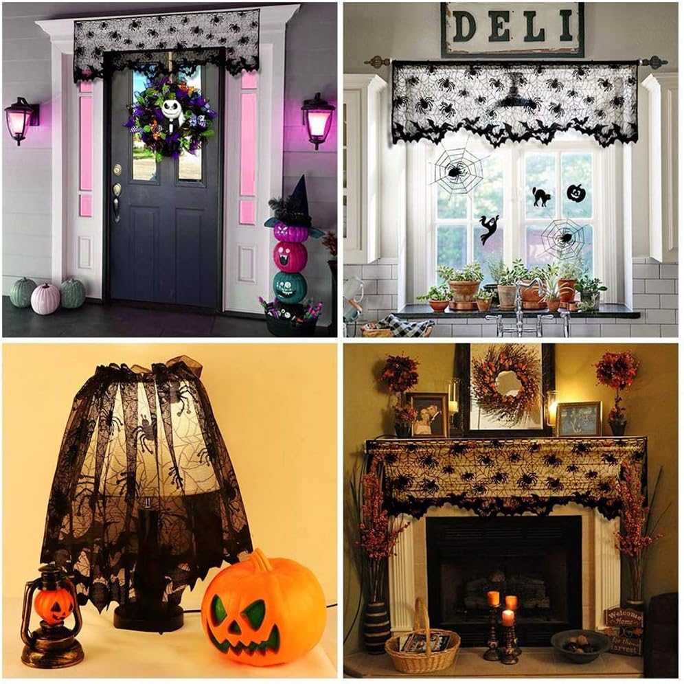 Vosarea 2pcs Halloween Decoration Spider Web Table Lampshade Door Curtain for Party Decor - Image 5