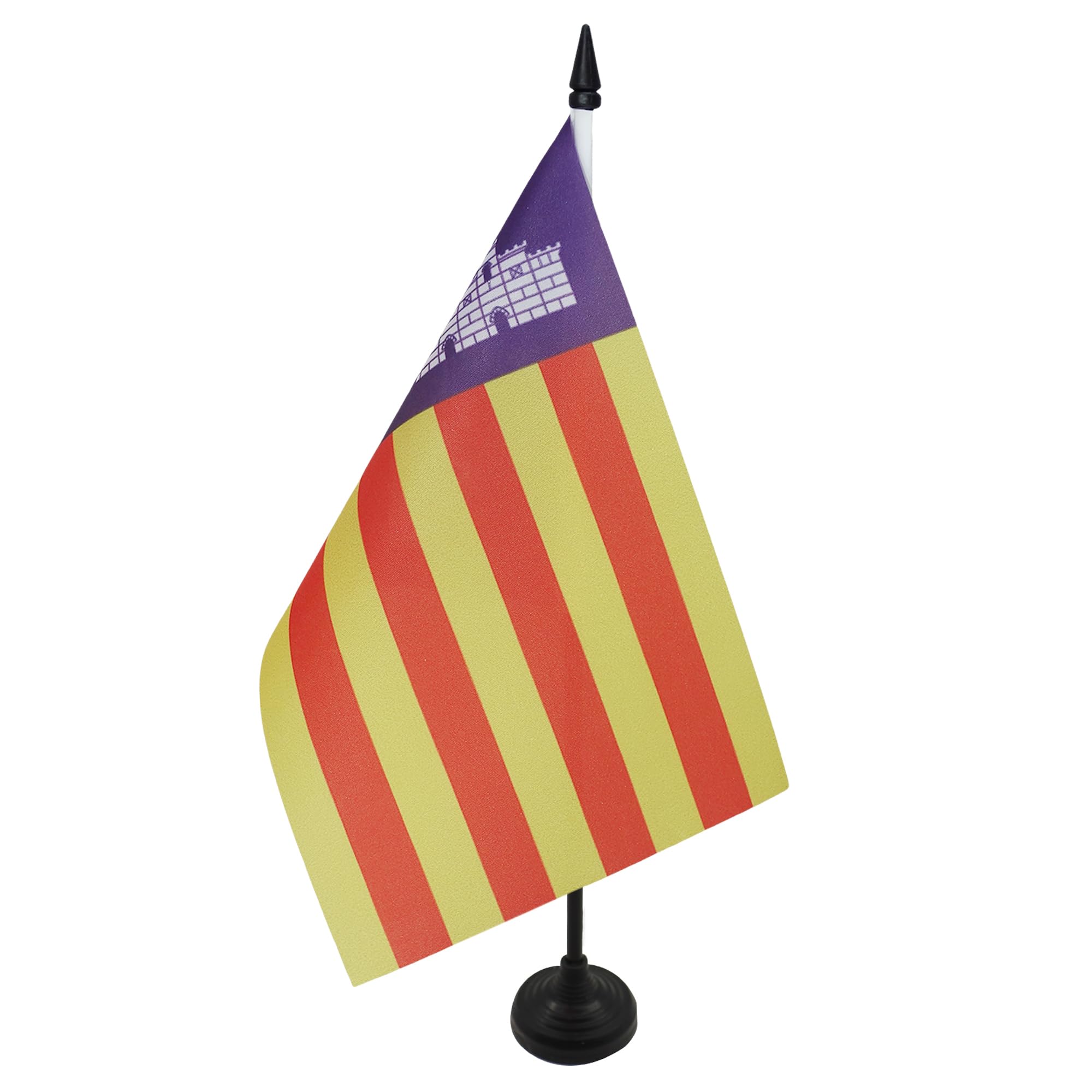 AZ FLAG Mallorca Table Flag 5'' x 8'' - Mallorca City Office Decoration 100% Polyester 21 x 14 cm - Mini Desk Flag with Pole and Black Plastic Base — image 1