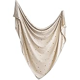 mushie Stretchy Baby Swaddle Blanket | Extra Soft & Snug Fit | 47"x47" (Rainbows)