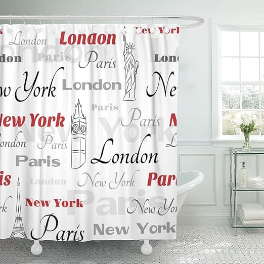 Amazon Com Emvency Fabric Shower Curtain Curtains With Hooks Red