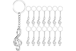 Taiyin 15 Sets Music Note Keychains Gift Set with Organza Bags, Metal g Clef Trinkets for Wedding Xmas Party Favors Decors