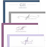 Personalized Custom Monogram Initials Note Cards - Flat and Folded Correspondence Stationery - Thank You Notes