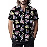 Mens Shirts 80s 90s Shirts for Men Casual Button Down Short Sleeve Shirt, Funny Party Quick Dry Mens Clothing
