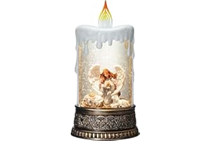 Blansong Nativity Snow Globe Candle Christmas Decorations Gifts Auto Snowfall Glitter Music Collection Angel Nativity Scene with 6H Timer USB/Battery Powered 9.7 inch