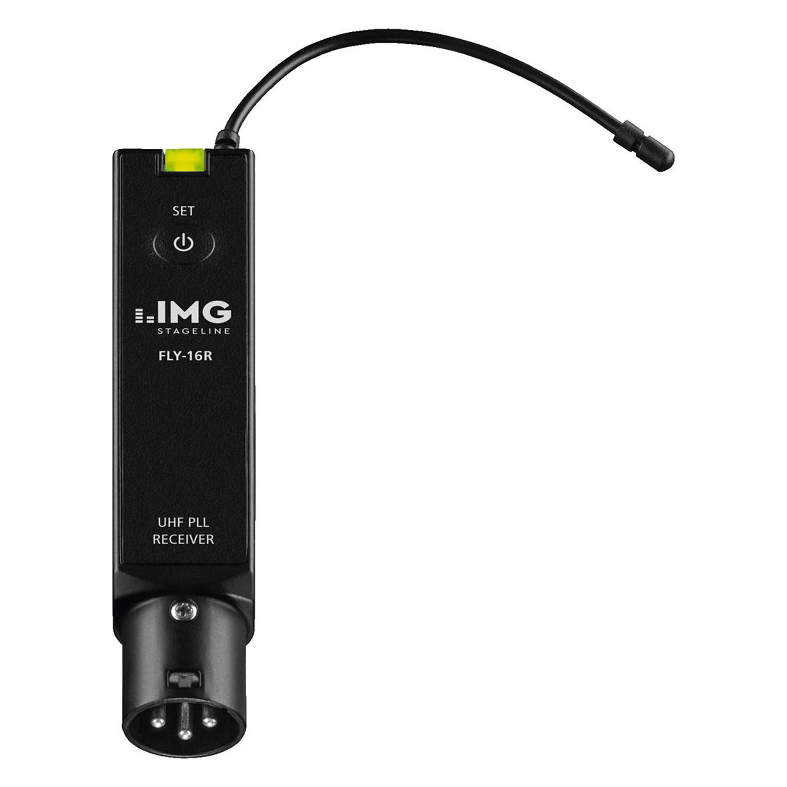 IMG Stageline FLY-16R 16-Channel PA Audio Wireless Receiver with UHF-PLL Technology, Black