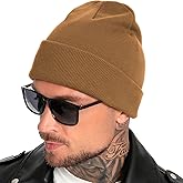 Simapu 100% Cotton Beanie for Women Men,Double-Layer Knit Warm Winter Hat Soft Cuff Fisherman Beanies Hats Slouchy Skull Cap