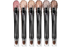 LUXAZA PRO Neutral Eyeshadow Stick Makeup 6PCS Set, Brown Nude Metallic Shimmer Matte Cream Eye Shadow Palette Eyeliner Brightener Pencil Crayon, Halloween Makeup - BROWN CANYON