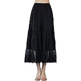 BEAUTELICATE Women Cotton Batiste Culotte Slip Pettipants Lace Trim Vintage Wide Leg Half Slip