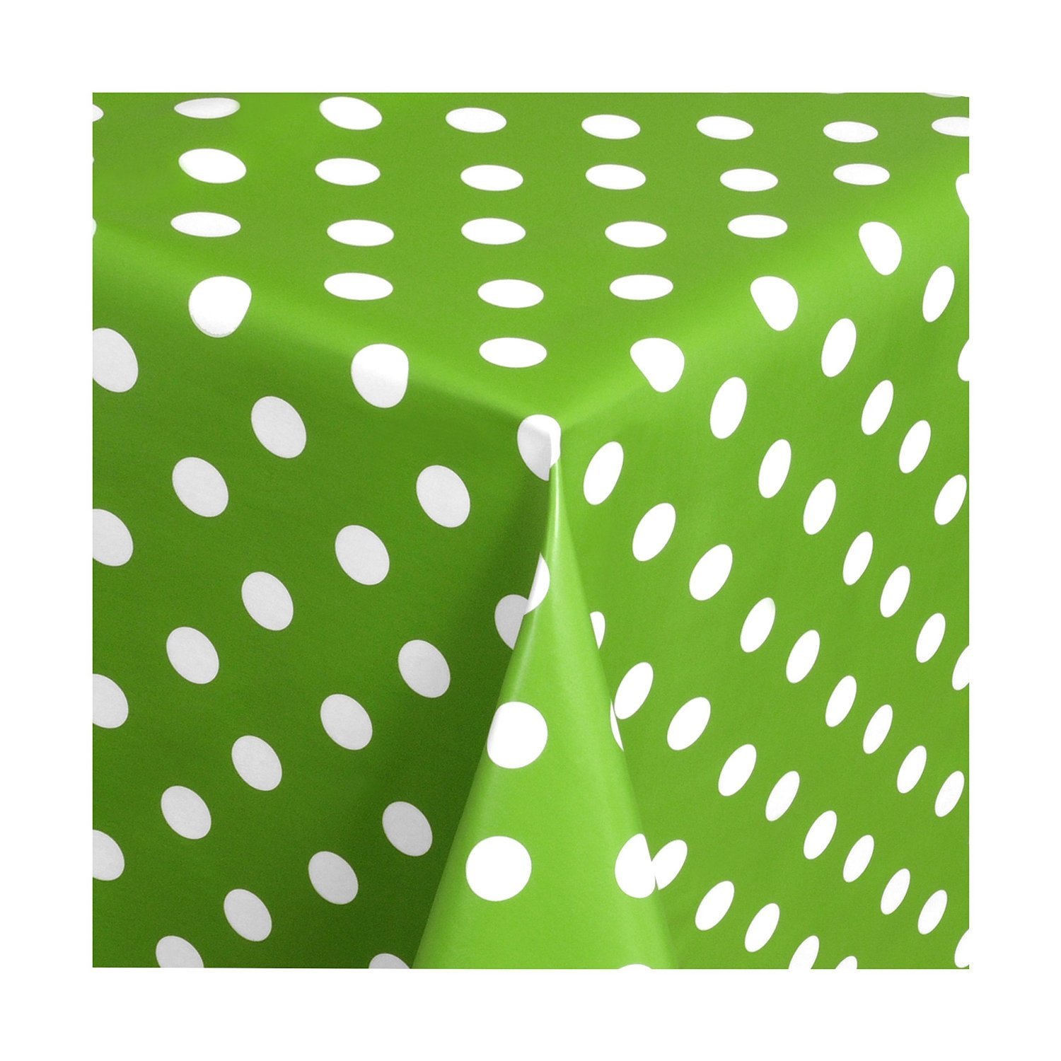 Spots Green White Wipe Clean Tablecloth Easy Clean Oilcloth Vinyl Pvc