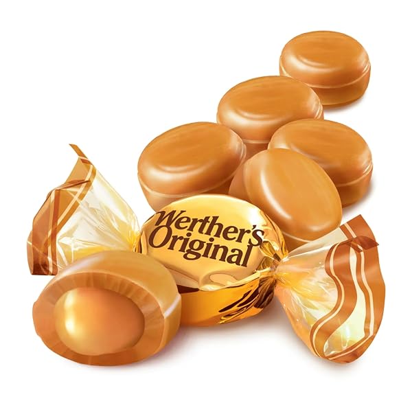 WERTHER CREAMY CARAMEL FILLED HARD CANDIES – 1 LB OF CARAMELS – DELICIOUS CLASSIC TASTE EVERYONE ENJOYS – STOCK UP WITH 1LBS OF CANDY – PERFECT FOR SHARING