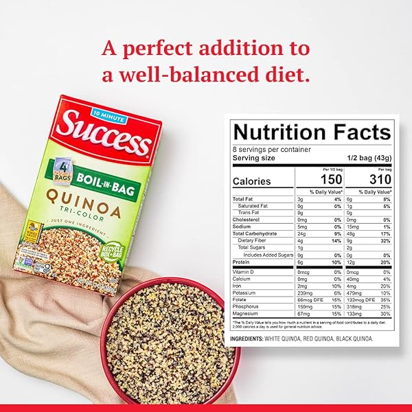 SUCCESS BOIL-IN-BAG QUINOA, QUICK TRI-COLOR QUINOA, 12-OUNCE BOX