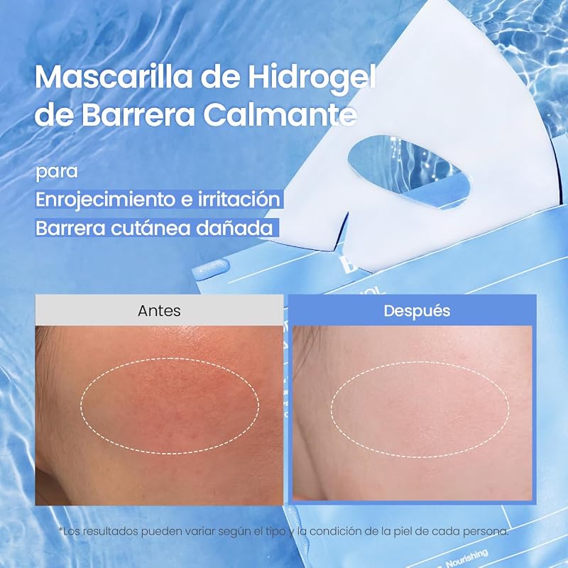 Hydro Cera-nol Real Deep Mask, Mascarilla Facial de Hidrogel Nocturna, Hidratante y Calmante, Reduce el Enrojecimiento y Refuerza la Barrera, K-Beauty | 4 Unidades