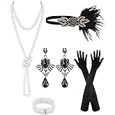 PLULON 6 Pcs 1920s Flapper Great Gatsby Accessories for Women 1920S Women Flapper Accessory Fashion Roaring 20s Costume