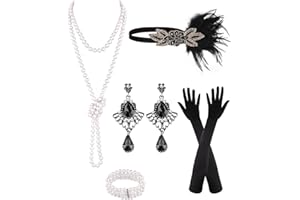 PLULON 6 Pcs 1920s Flapper Great Gatsby Accessories for Women 1920S Women Flapper Accessory Fashion Roaring 20s Costume