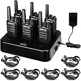 Retevis RT68 Walkie Talkies with Earpiece, Portable FRS Two-Way Radios Rechargeable, with 6 Way Multi Unit Charger, Hands Fre