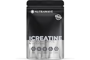 Nutrawave PURE CREATINE Monohydrate Powder 5000mg per scoop, 60 Servings, Micronized for Better Absorption, Improved Strength