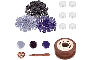 PATIKIL Wax Seal Kit, 150 Pcs Wax Sealing Beads, Wooden Warmer, Melted Spoon, 6 Pcs Tealight Candles for Envelope Letter Mail