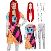 DIYLN Kids Christmas Nightmare Costume Girls Halloween Costumes Long Sleeve Dress with Patch Movie Character Cosplay Outfit