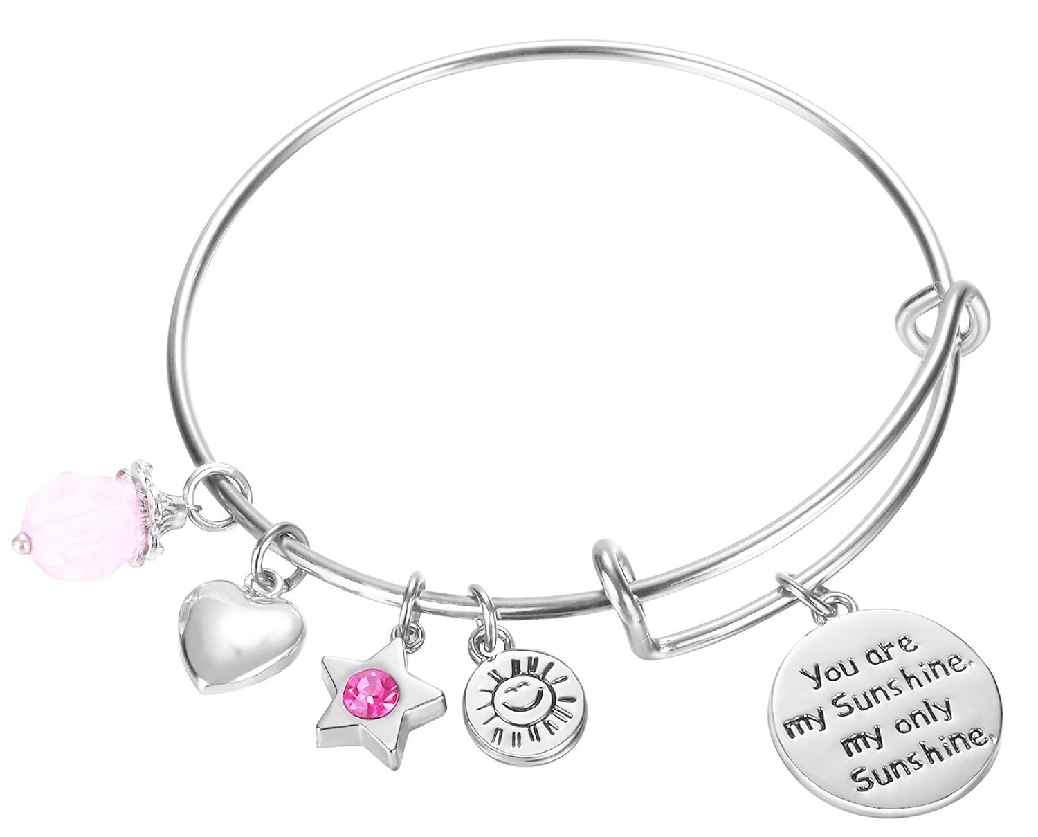 You are my sunshine, my only sunshine Charms Pendant Cute Expandable Wire Bangle Adjustable Bracelet